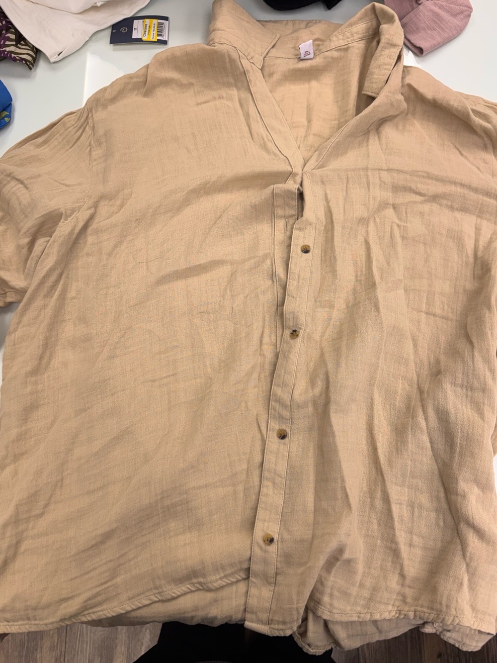 Old navy Casual Button-Up Shirt in Beige - Lightweight Linen Blend